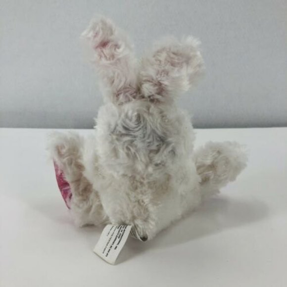 Greenbrier White Plush Bunny Rabbit Pink Sparkle Ears Paws Stuffed Animal Toy 8" - Picture 4 of 9